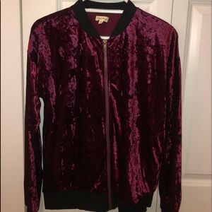 Velvet maroon bomber jacket